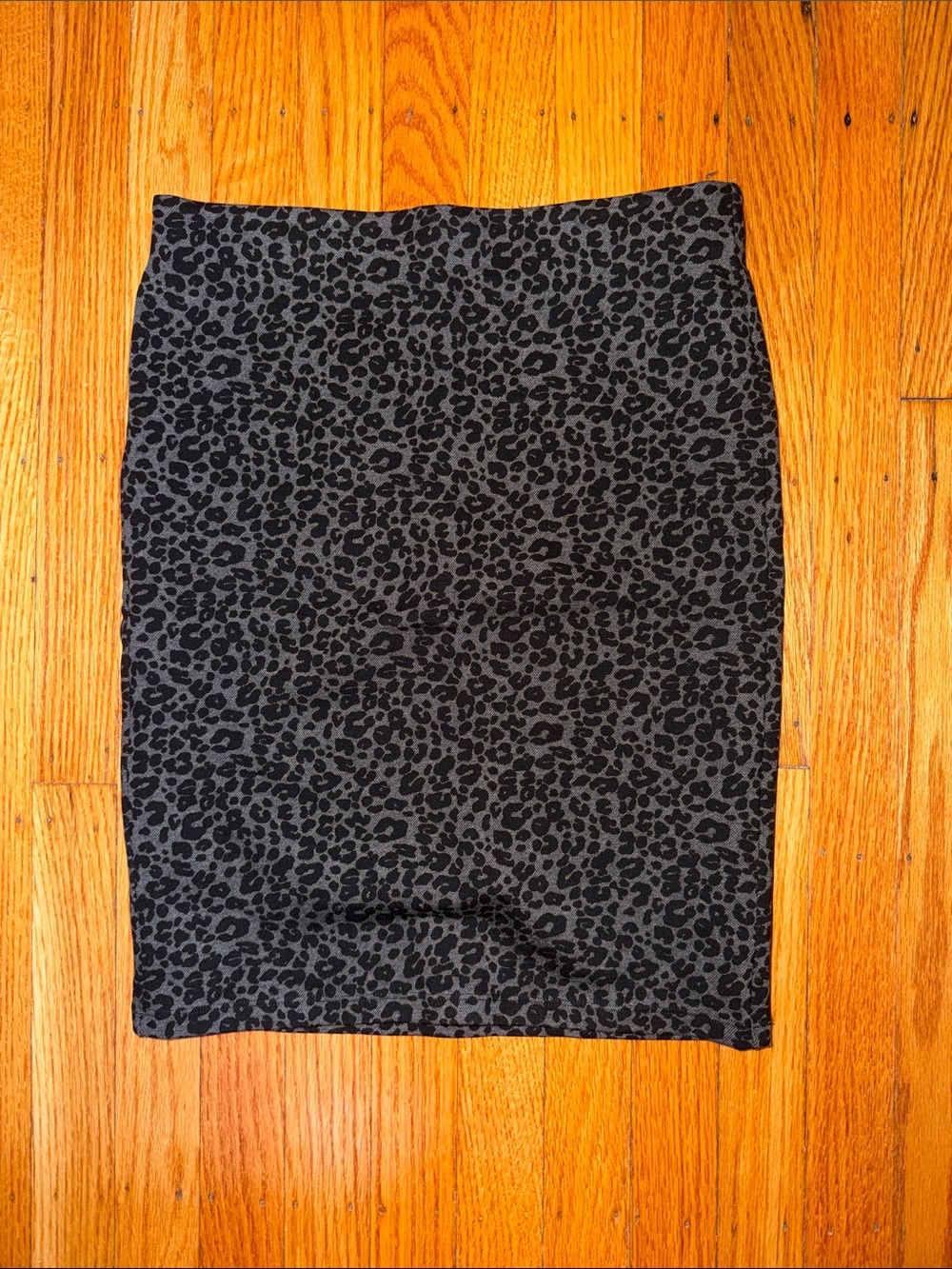 LOFT Charcoal and Black Leopard Print Pencil Skirt